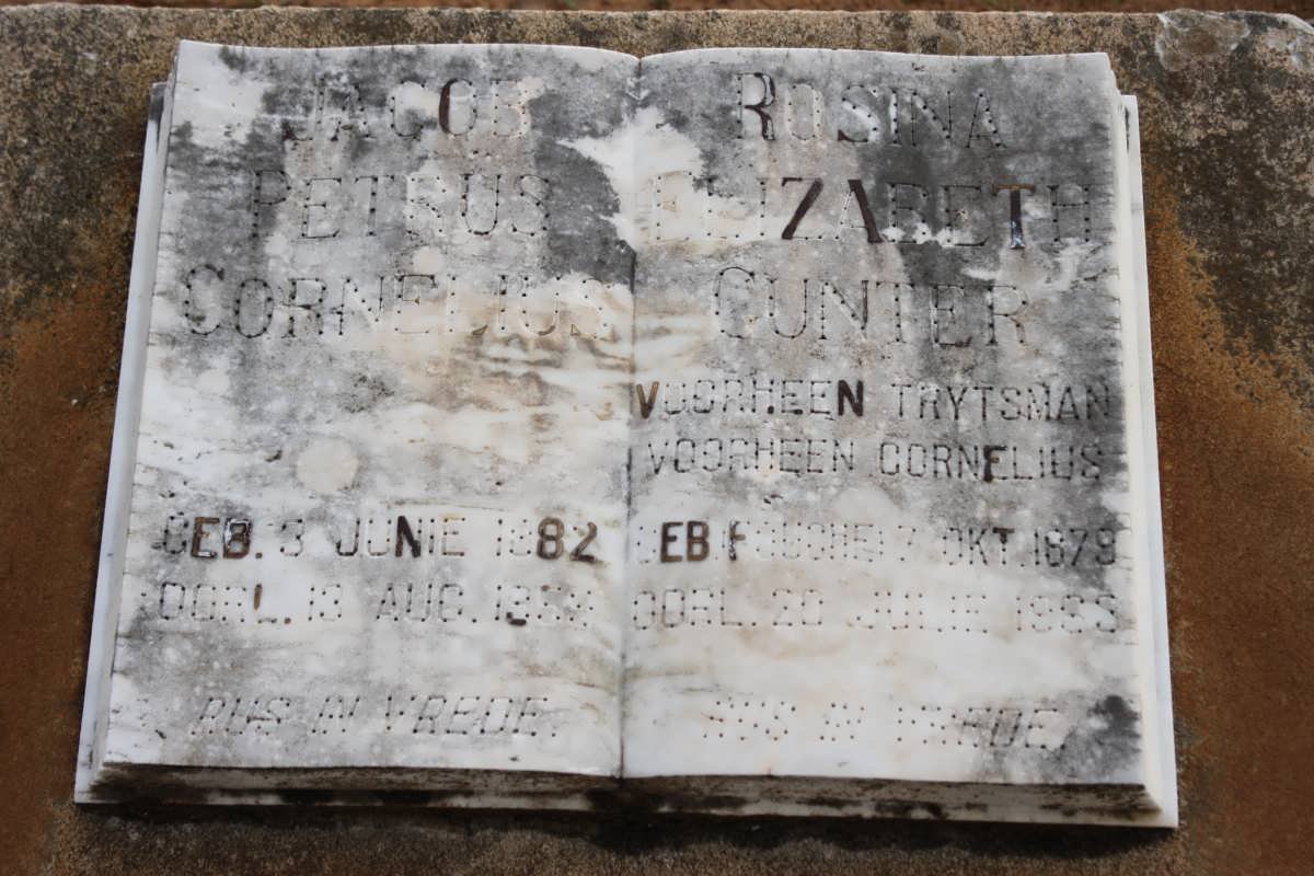 CORNELIUS Jacob Petrus 1882-1959 &amp; Rosina Elizabeth GUNTER formerly TRYTSMAN formerly CORNELIUS 1879-1983