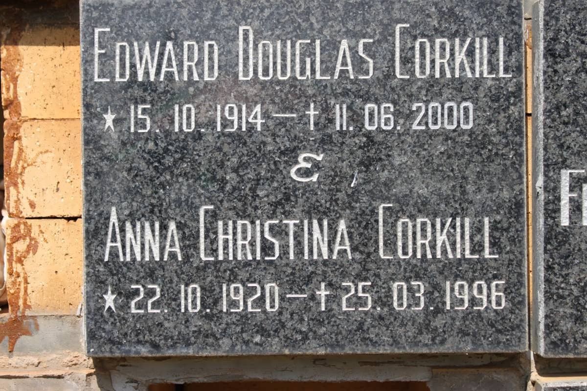 CORKILL Edward Douglas 1914-2000 &amp; Anna Christina 1920-1996