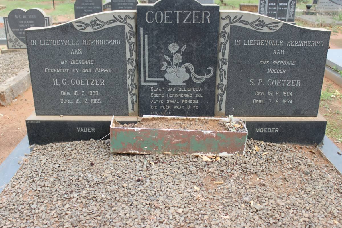 COETZER H.G. 1899-1965 &amp; S.P. 1904-1974