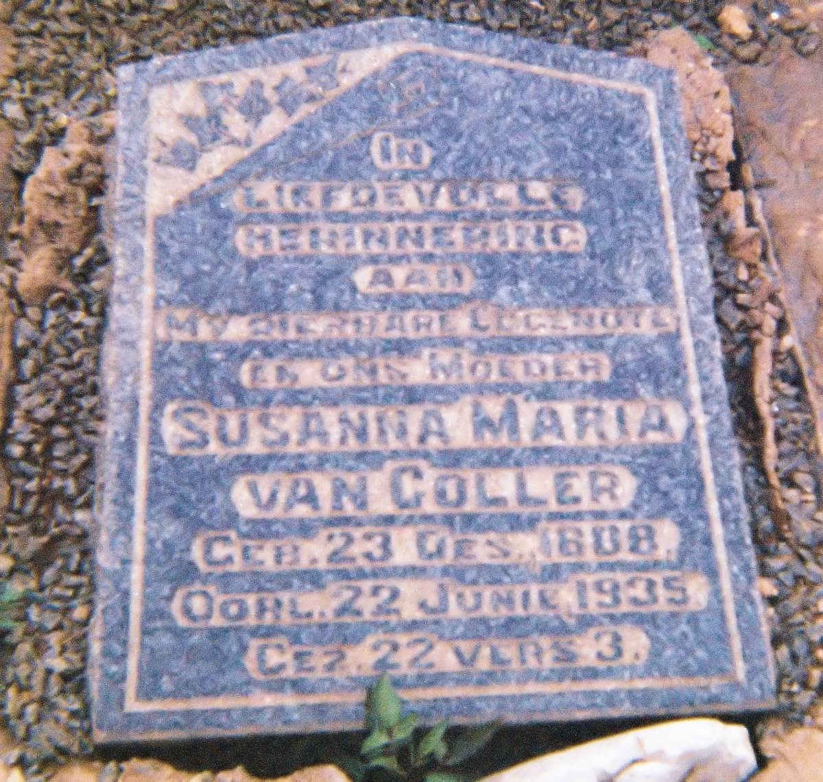 COLLER Susanna Maria, van 1888-1935