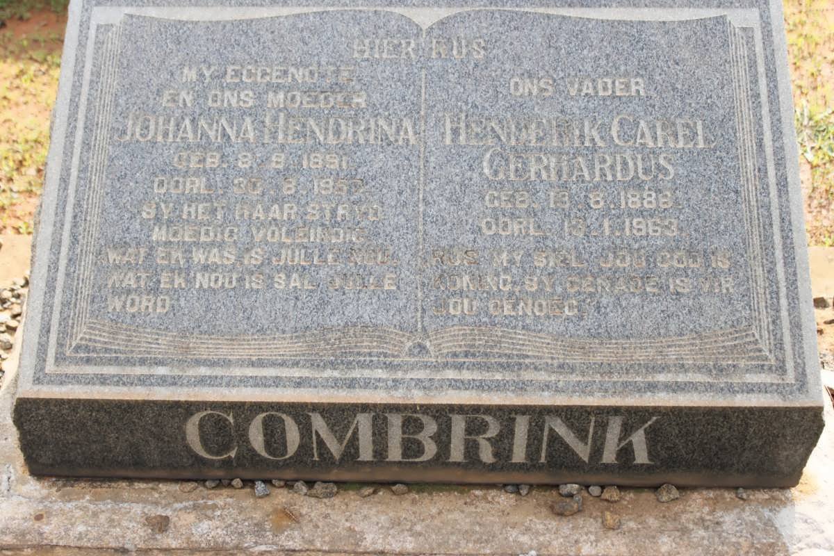 COMBRINK Henderik Carel Gerhardus 1888-1963 &amp; Johanna Hendrina 1891-1957