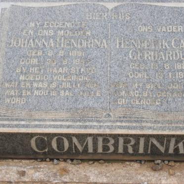 COMBRINK Henderik Carel Gerhardus 1888-1963 &amp; Johanna Hendrina 1891-1957