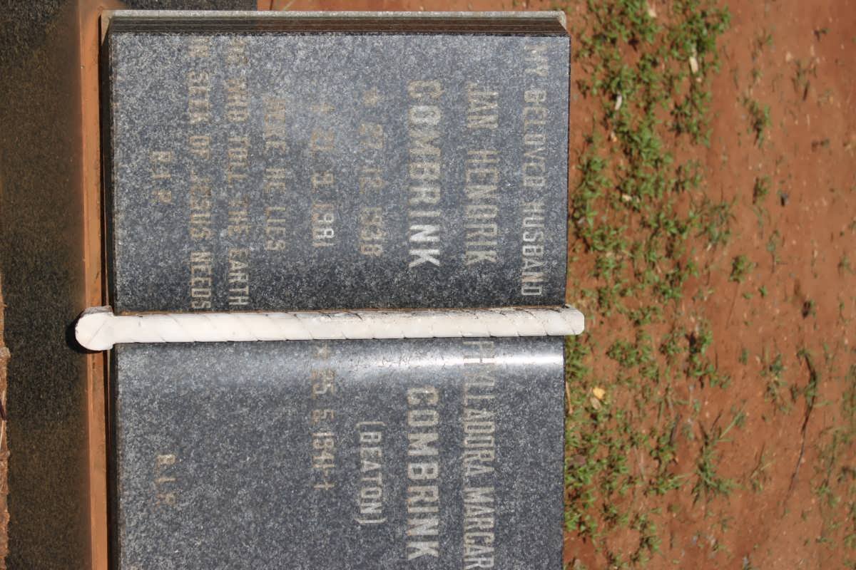 COMBRINK Jan Hendrik 1938-1981 &amp; Phylladora Margary BEATON 1941-?