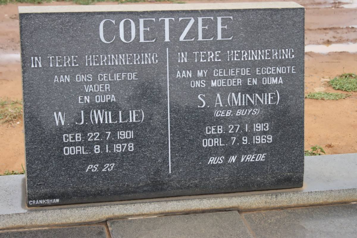 COETZEE W.J. 1901-1978 &amp; S.A. BUYS 1913-1969