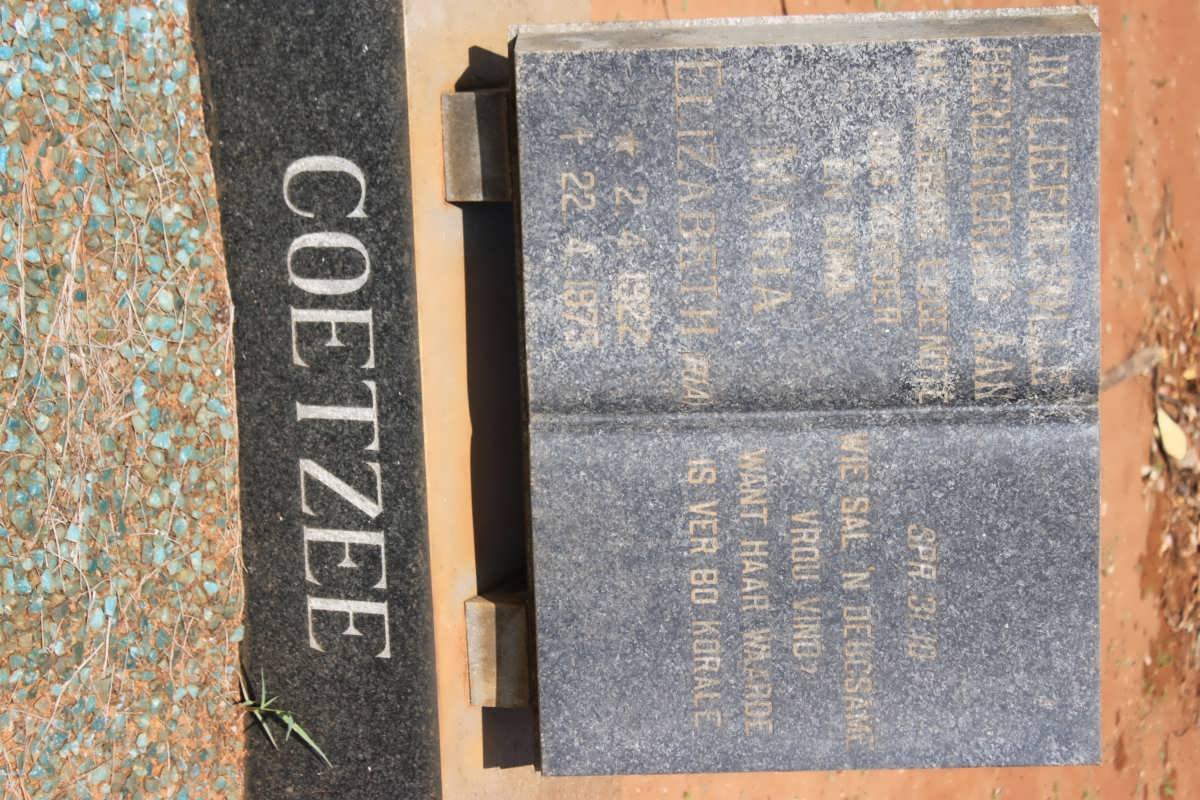 COETZEE Maria Elizabeth 1922-1975