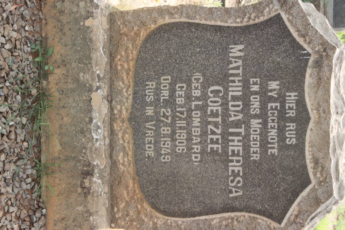 COETZEE Mathilda Theresa nee LOMBARD 1906-1949