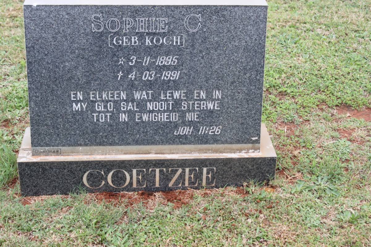 COETZEE Sophie C. nee KOCH 1895-1991