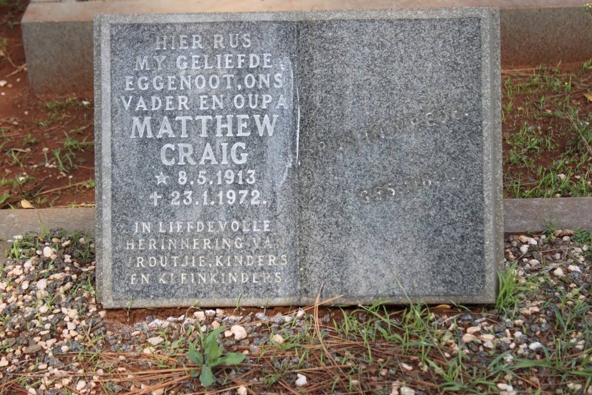 CRAIG Matthew 1913-1972