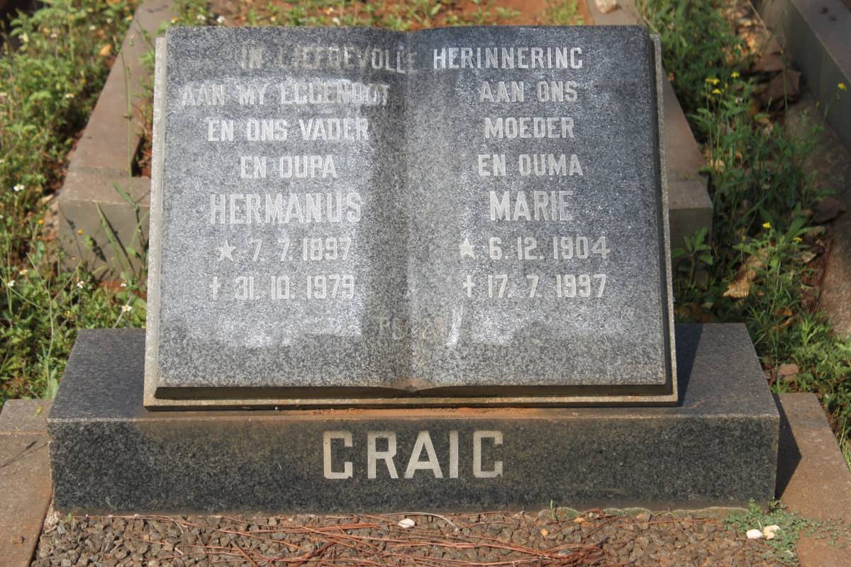 CRAIG Hermanus 1897-1979 &amp; Marie 1904-1997