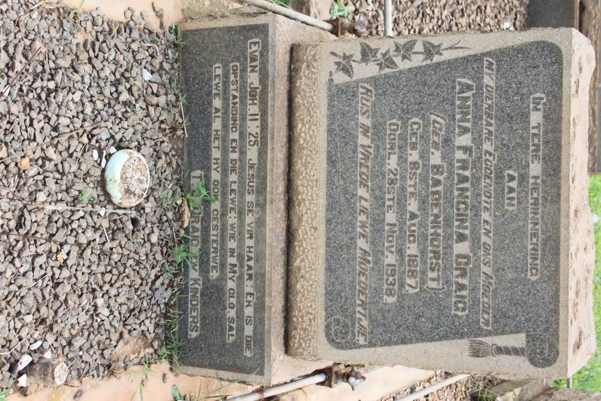 CRAIG Anna Francina 1887-1938 nee BADENHORST