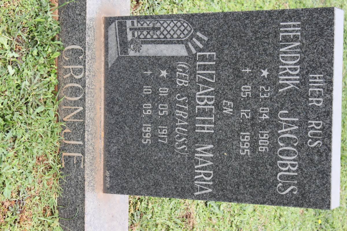 CRONJE Hendrik Jacobus 1906-1995 &amp; Elizabeth Maria STRAUSS 1917-1995