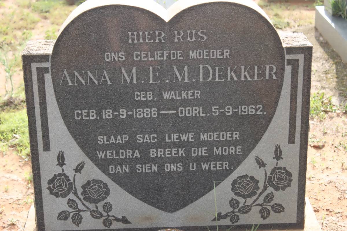 DEKKER Anna M.E.M. nee WALKER 1886-1962