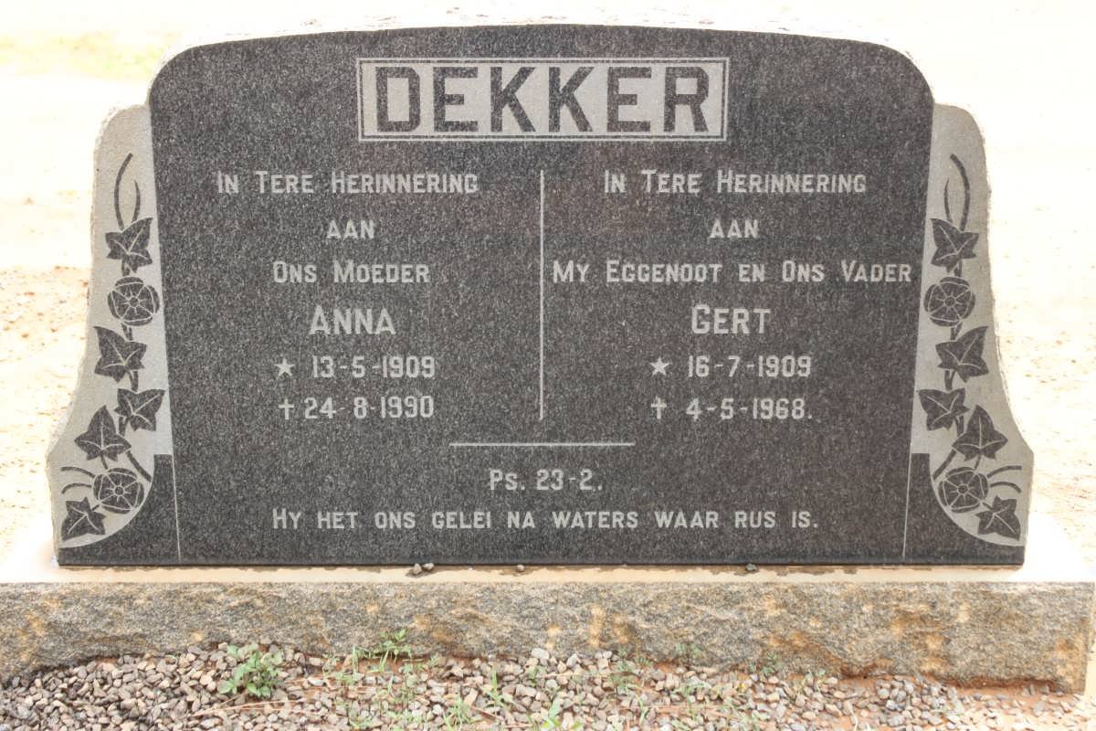 DEKKER Gert 1909-1968 &amp; Anna 1909-1990