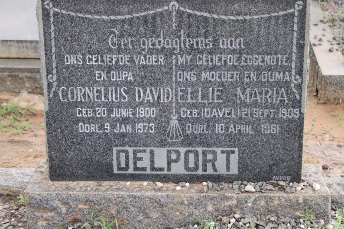 DELPORT Cornelius David 1900-1973 &amp; Ellie Maria DAVEL 1909-1961