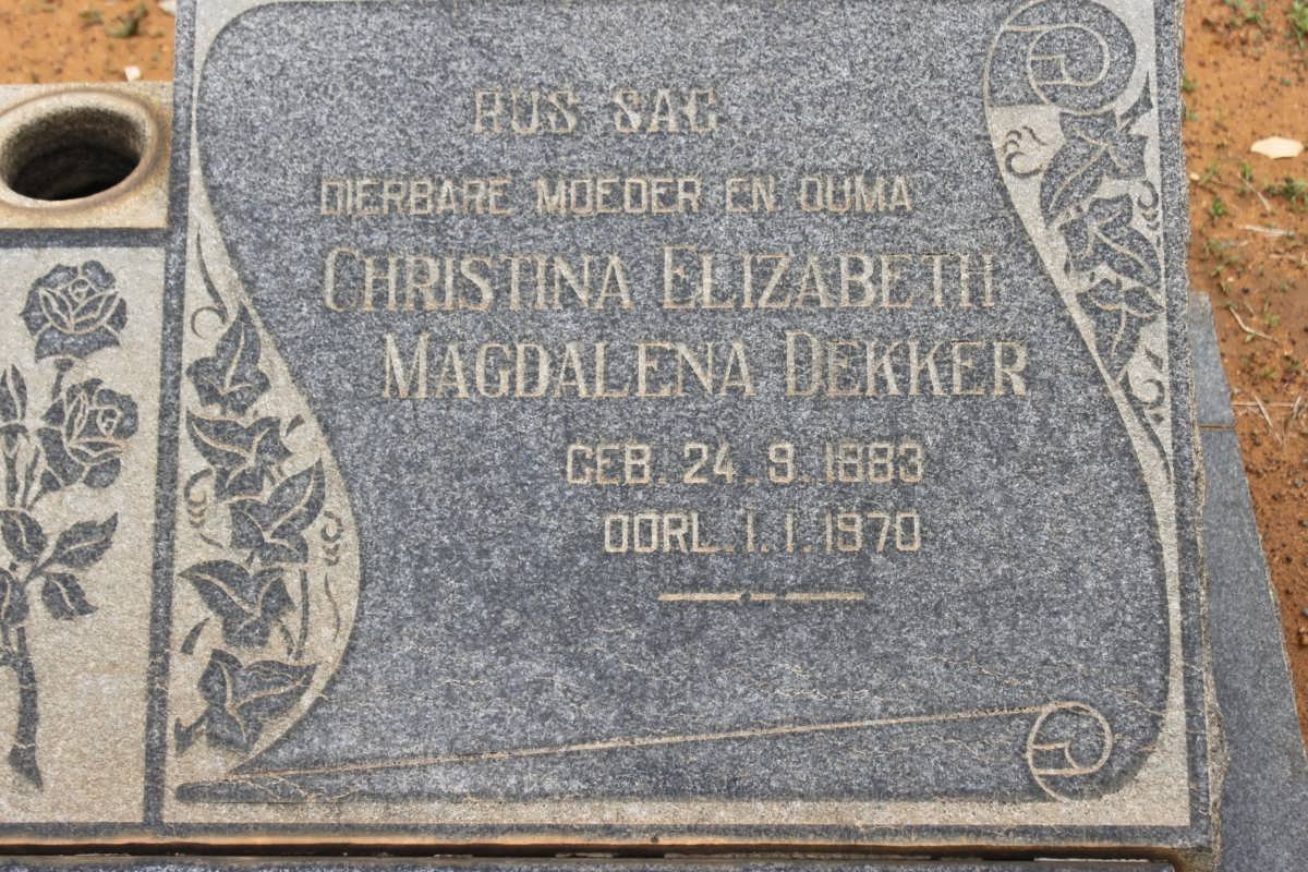 DEKKER Christina Elizabeth Magdalena 1883-1970