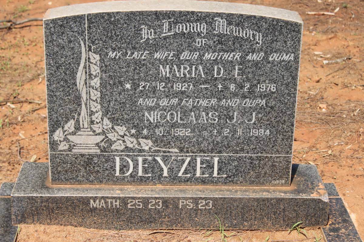 DEYZEL Nicolaas J.J. 1922-1984 &amp; Maria D.E. 1927-1976