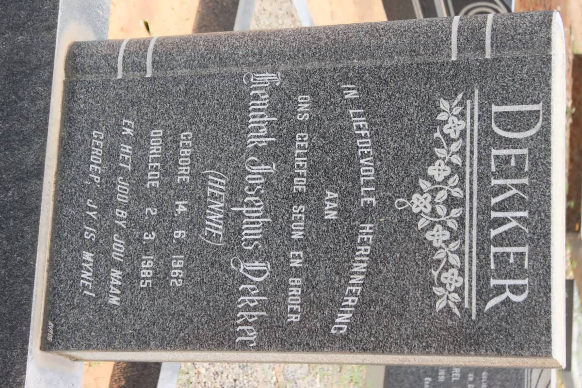 DEKKER Hendrik Josefus 1962-1985