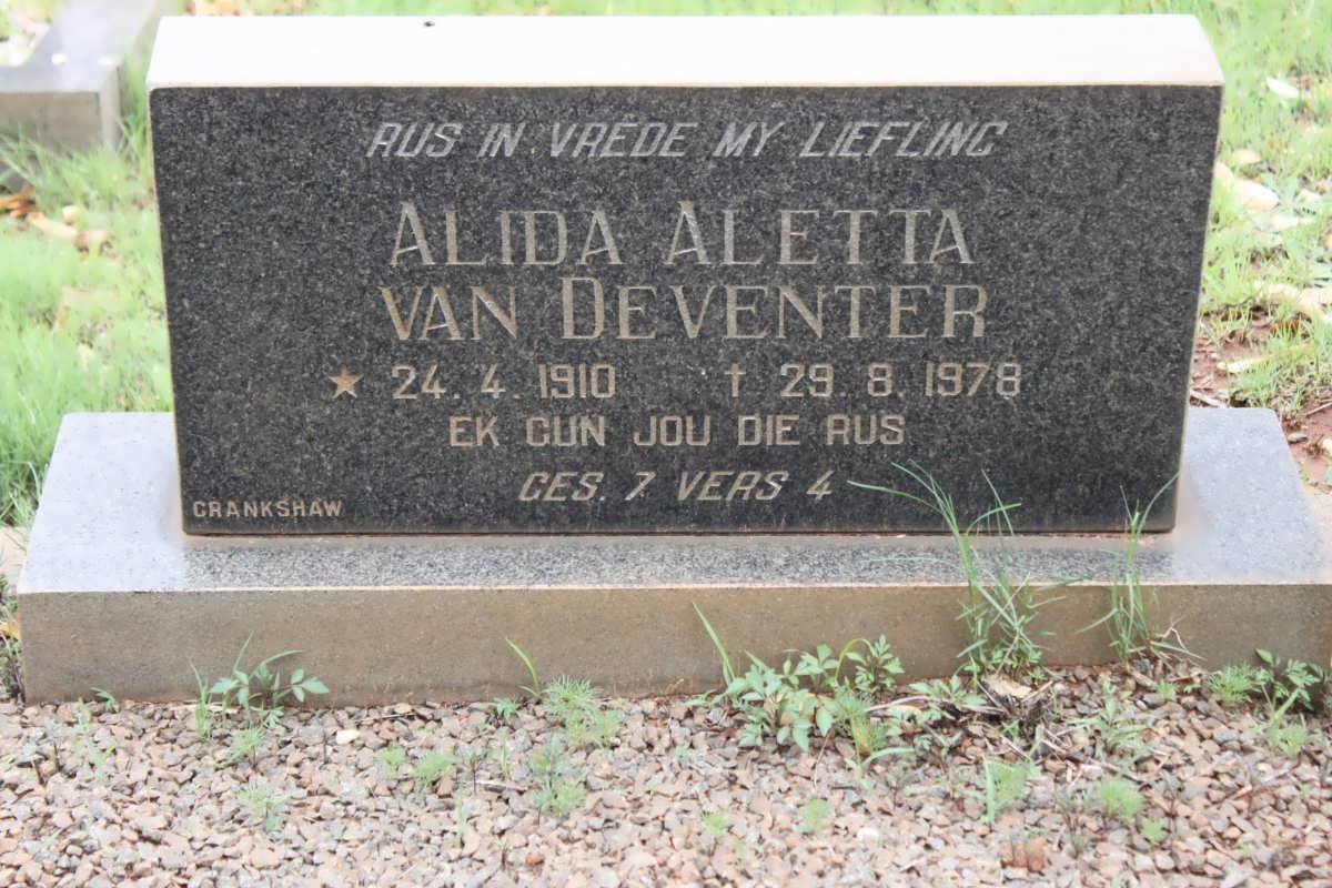 DEVENTER Alida Aletta, van 1910-1978