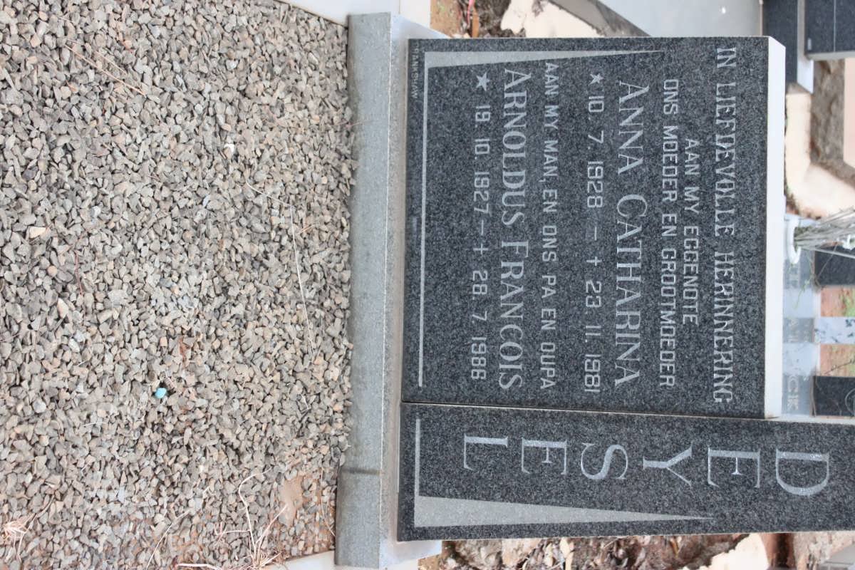 DEYSEL Arnoldus Francois 1927-1986 &amp; Anna Catharina 1928-1981