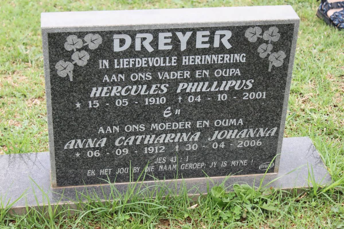 DREYER Hercules Phillipus 1910-2001 &amp; Anna Catharina Johanna 1912-2006