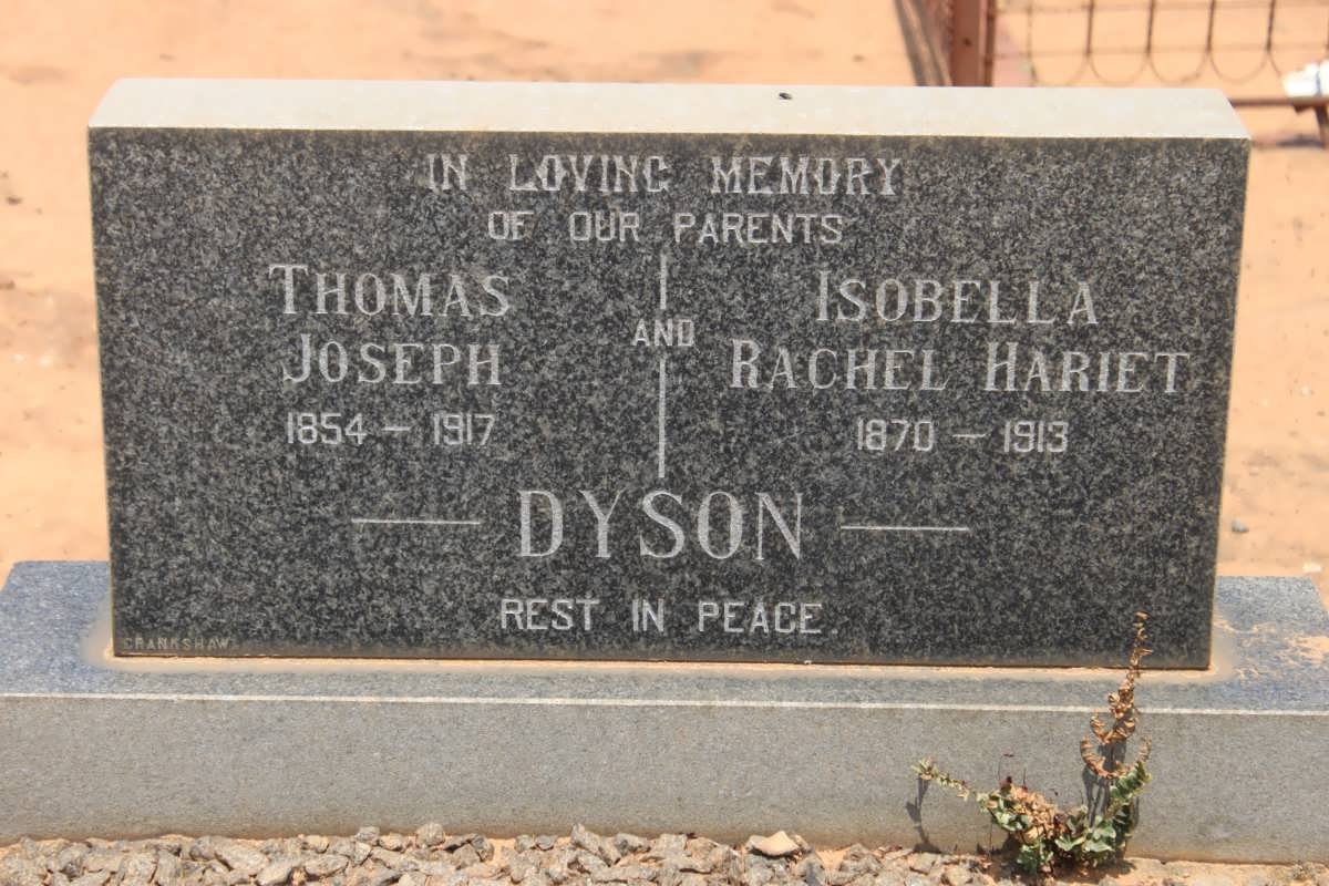 DYSON Thomas Joseph 1854-1917 &amp; Isobella Hariet 1870-1913