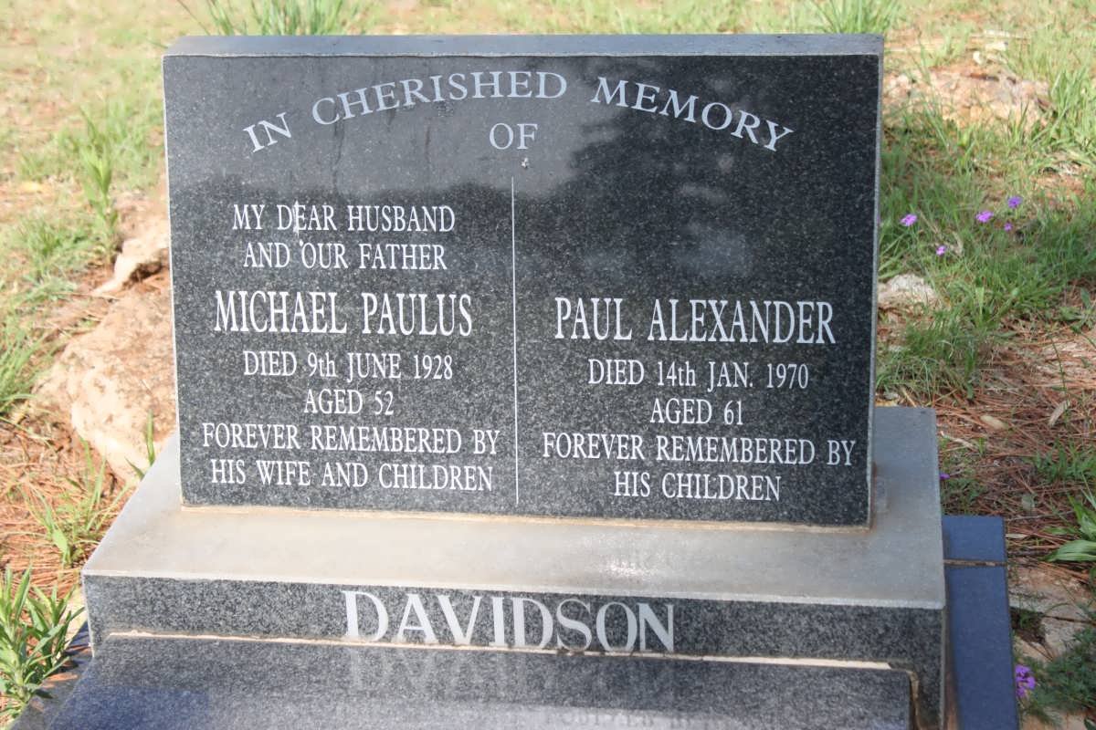 DAVIDSON Michael Paulus -1928 :: DAVIDSON Paul Alexander -1970