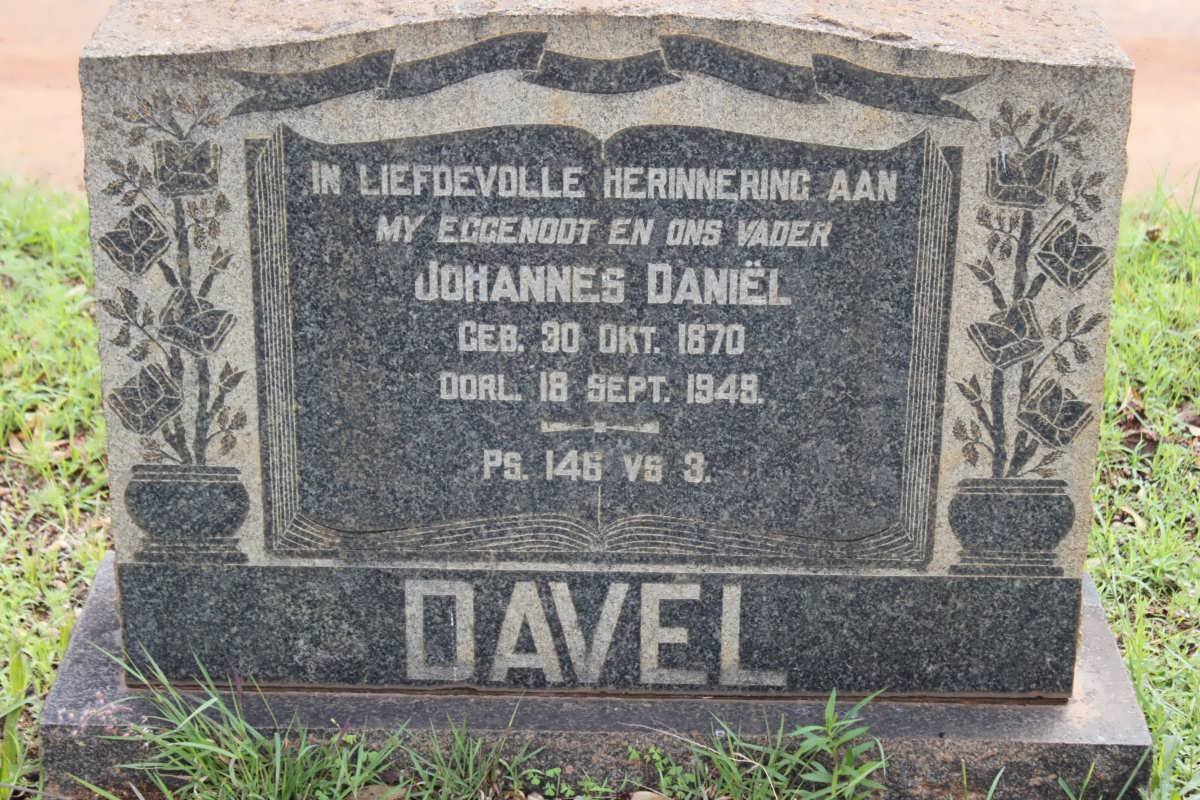 DAVEL Johannes Daniël 1870-1949
