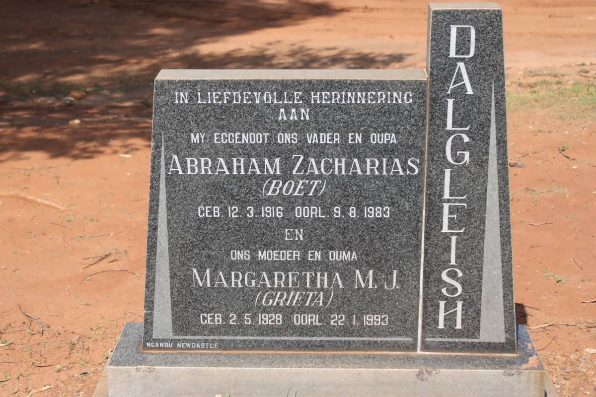 DALGLEISH Abraham Zacharias 1916-1983 &amp; Margaretha M.J. 1928-1993