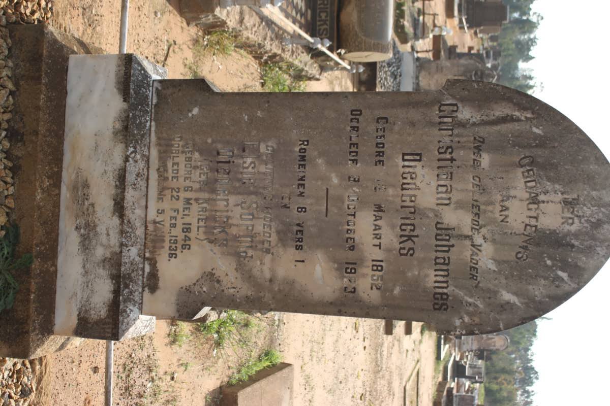 DIEDERICKS Christiaan Johannes 1852-1924 &amp; Elsie Sophia KRIEL 1846-1936