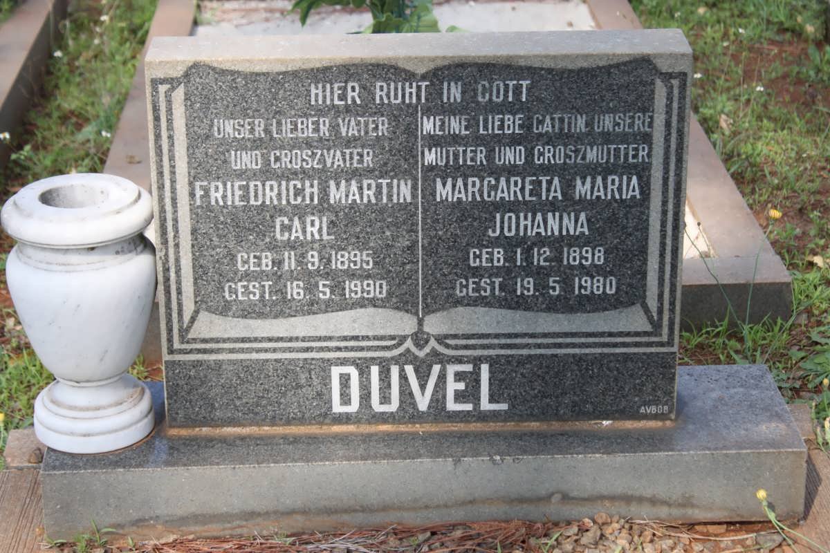 DUVEL Friedrich Martin Carl 1895-1990 &amp; Margareta Maria Johanna 1898-1980