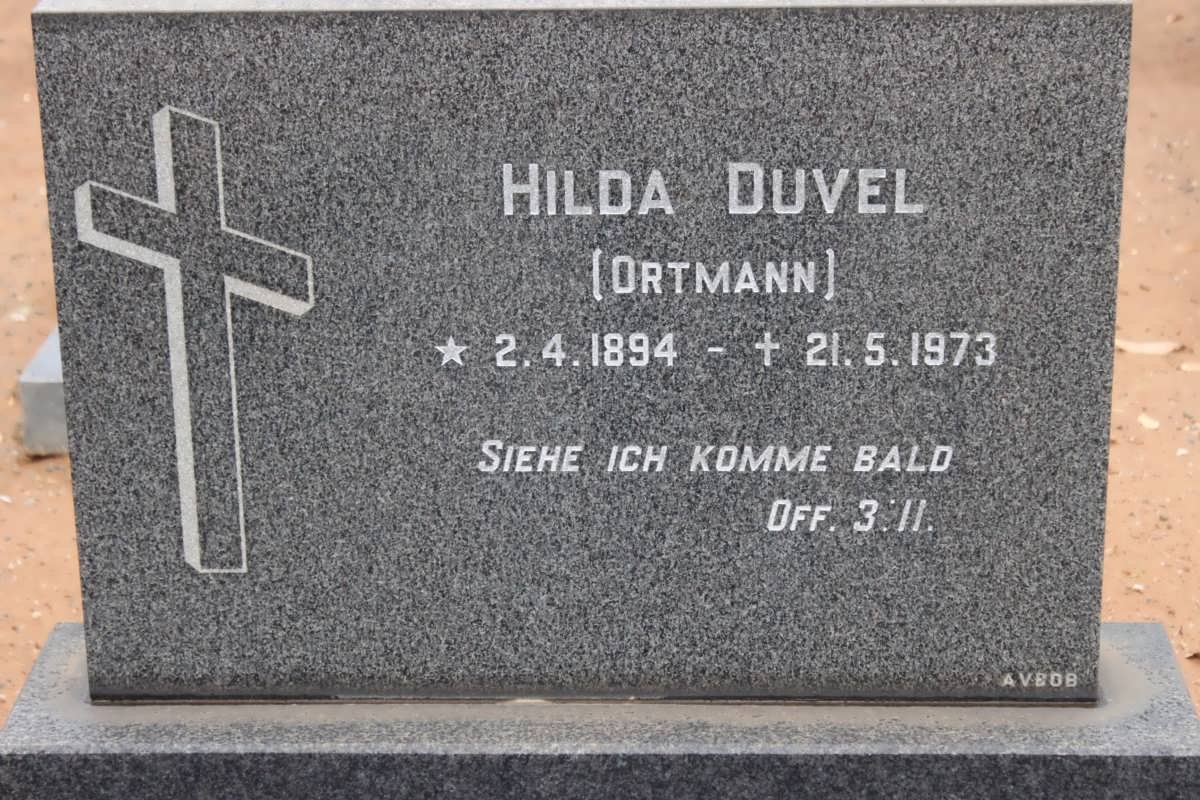 DUVEL Hilda nee ORTMANN 1894-1973
