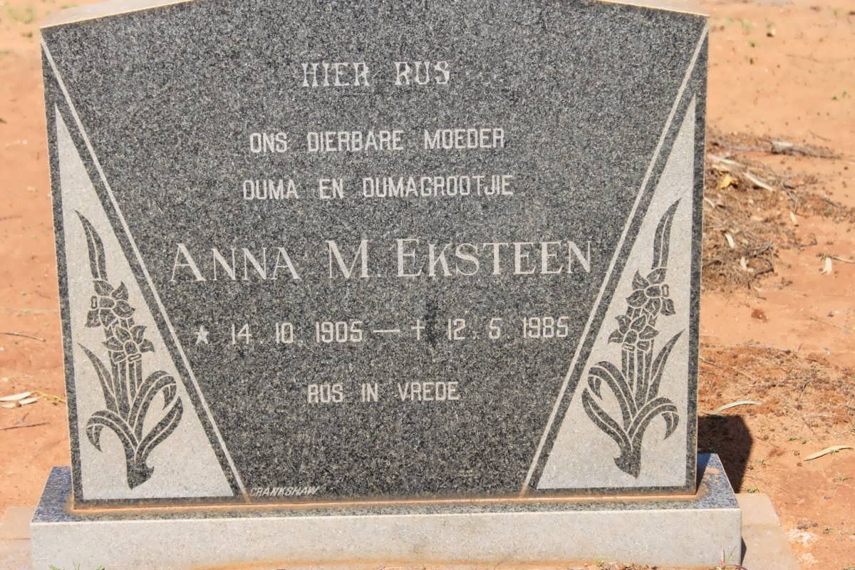 EKSTEEN Anna M. 1905-1985