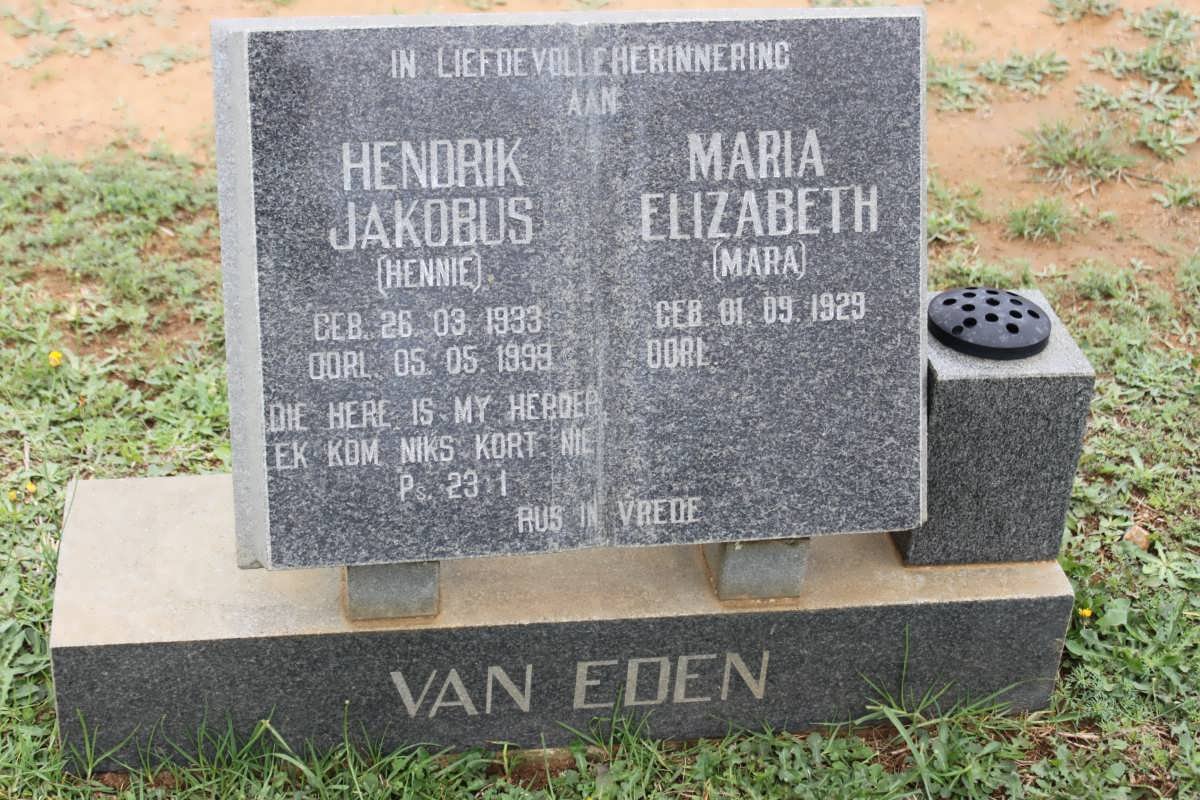 EDEN Hendrik Jakobus, van 1933-1999 &amp; Maria Elizabeth 1929-