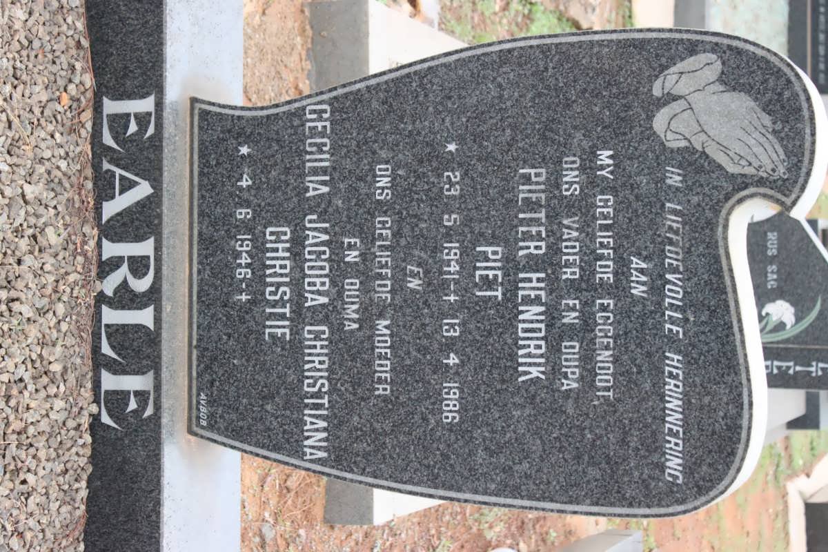 EARLE Pieter Hendrik 1941-1986 &amp; Cecilia Jacoba Christiana 1946-