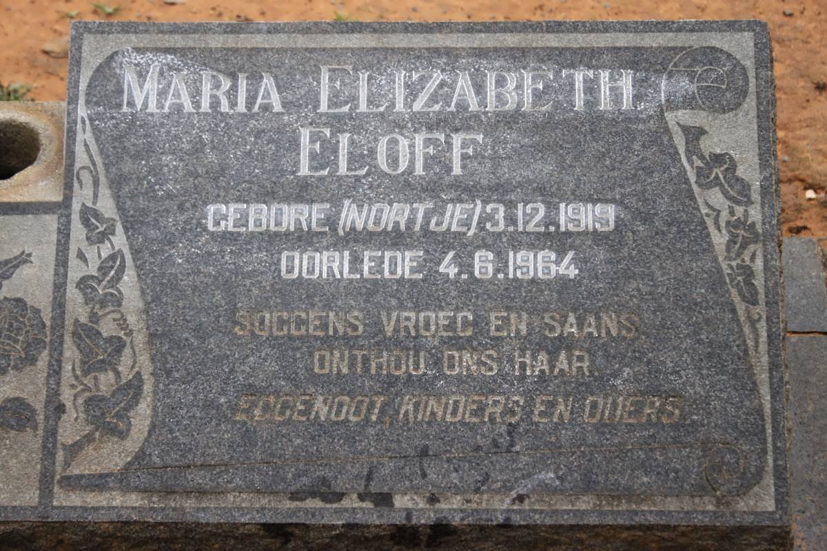 ELOFF Maria Elizabeth nee NORTJE 1919-1964