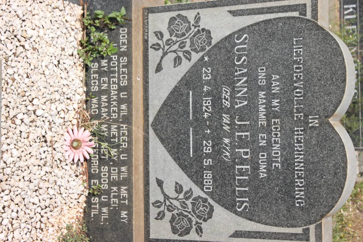 ELLIS Susanna J.E.P. nee VAN WYK 1924-1980