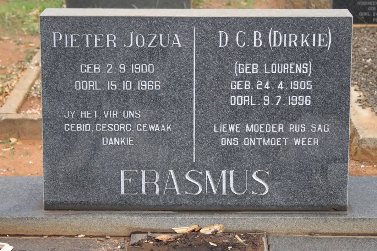 ERASMUS Pieter Jozua 1900-1966 &amp; D.C.B. LOURENS 1905-1996