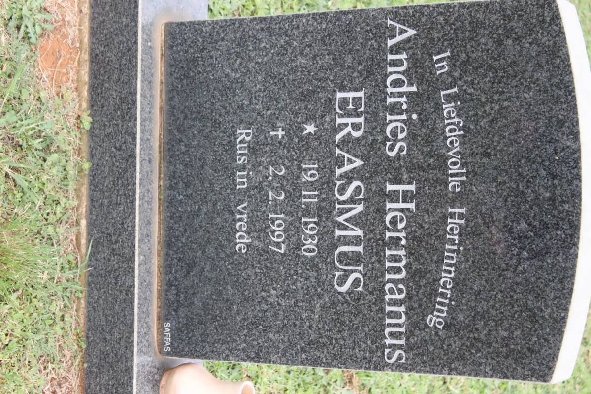 ERASMUS Andries Hermanus 1930-1997