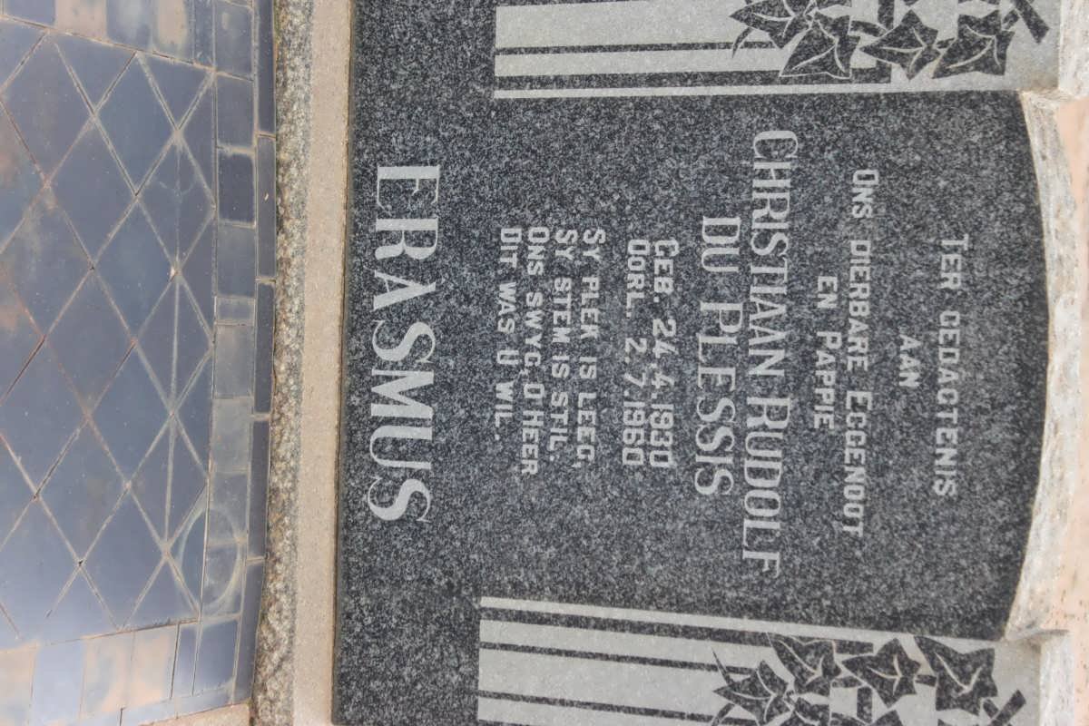 ERASMUS Christiaan Rudolf du Plessis 1930-1960