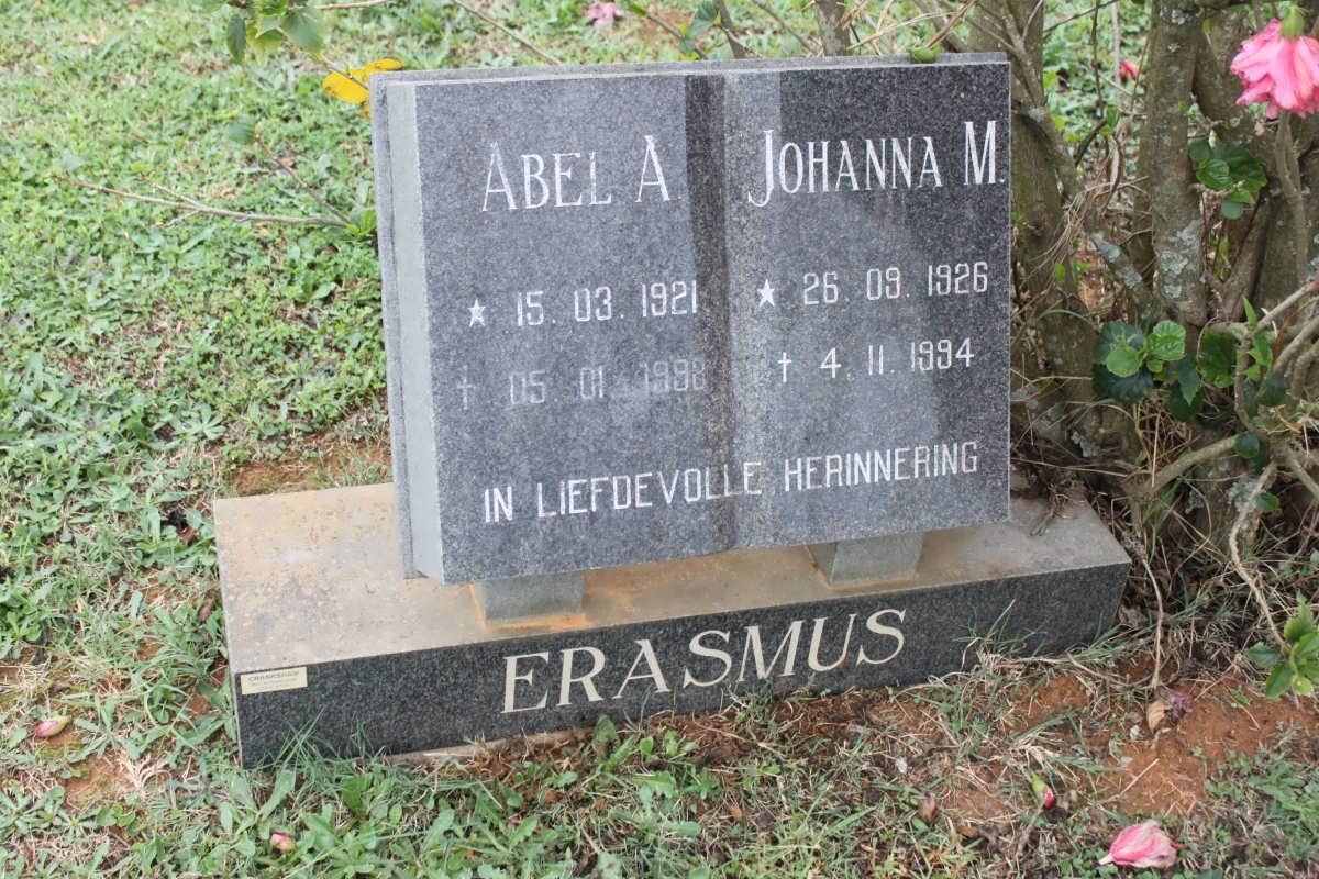 ERASMUS Abel A. 1921-1998 &amp; Johanna M. 1926-1994