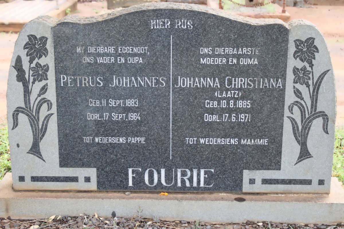 FOURIE Petrus Johannes 1883-1964 &amp; Johanna Christiana LAATZ 1885-1971