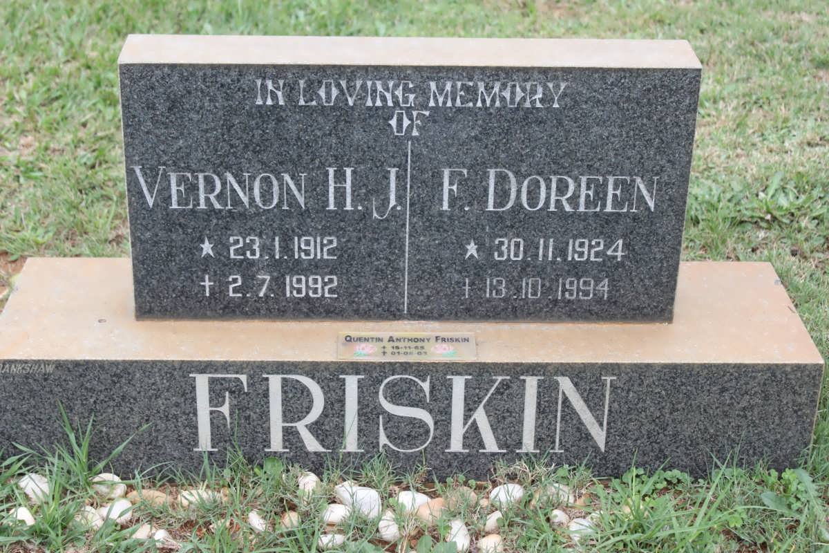 FRISKIN Vernon H.J. 1912-1992 &amp; F.Doreen 1924-1994
