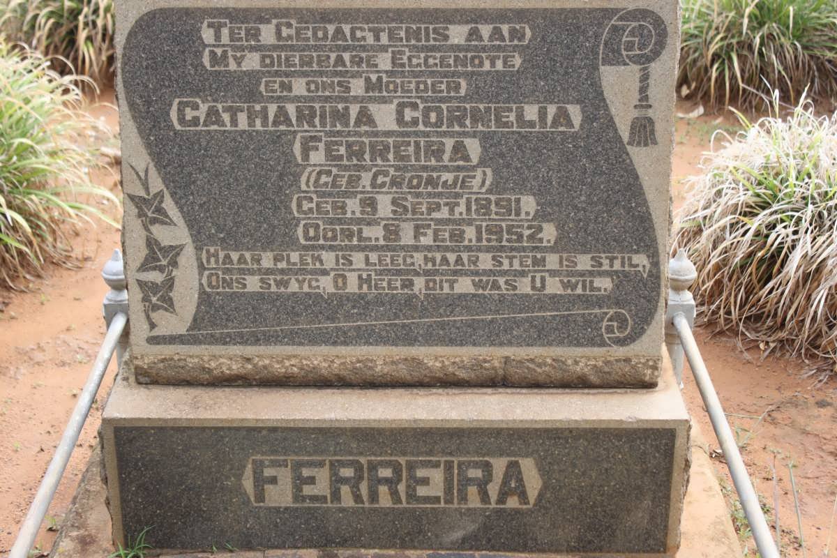 FERREIRA Catherina Cornelia nee CRONJE 1891-1952