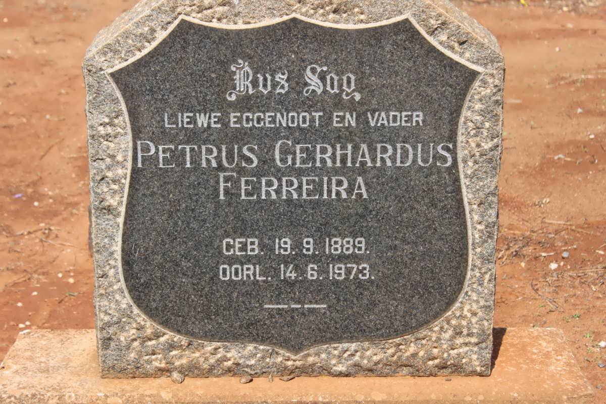 FERREIRA Petrus Gerhardus 1889-1973