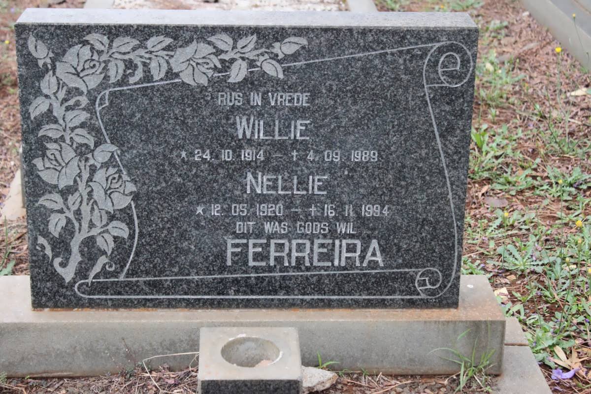 FERREIRA Willie 1914-1989 &amp; Nellie 1920-1994