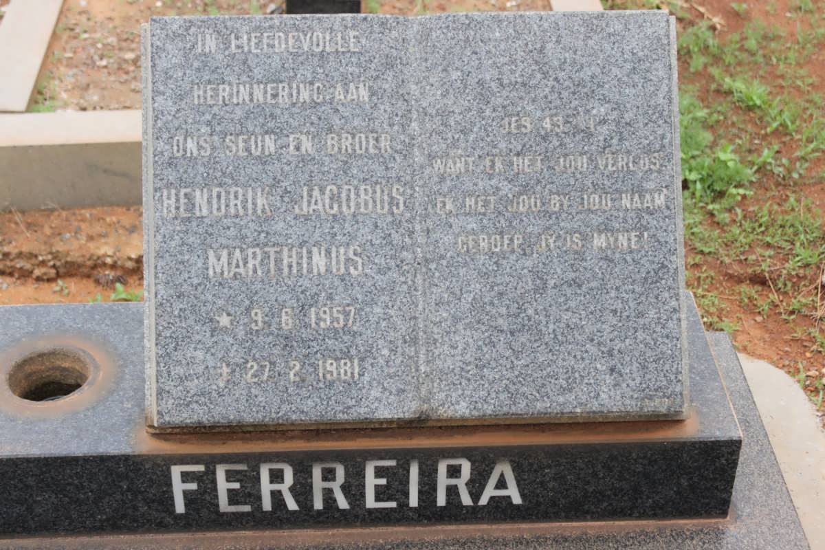 FERREIRA Hendrik Jacobus Marthinus 1952-1981