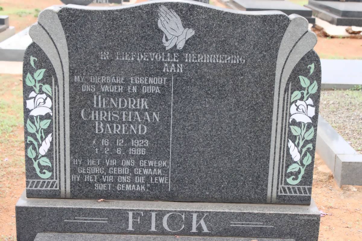 FICK Hendrik Christiaan Barend 1923-1986