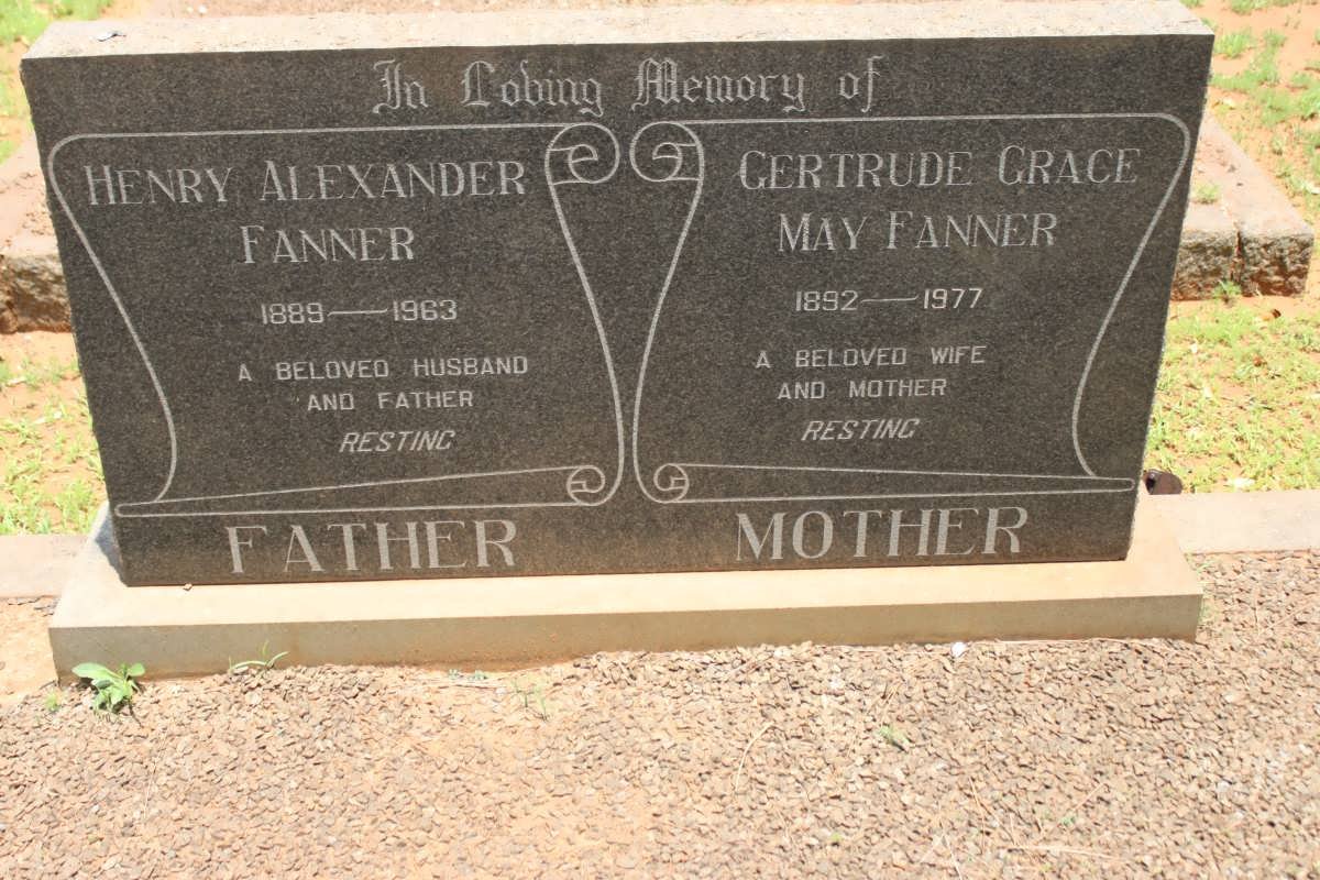 FANNER Henry Alexander 1889-1963 &amp; Gertrude Grace May 1892-1977