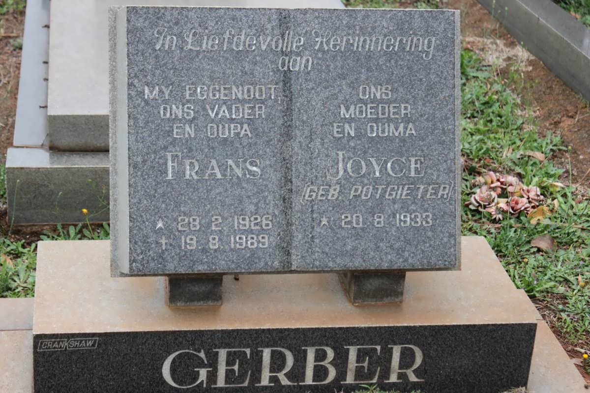 GERBER Frans 1926-1989 &amp; Joyce POTGIETER 1933-