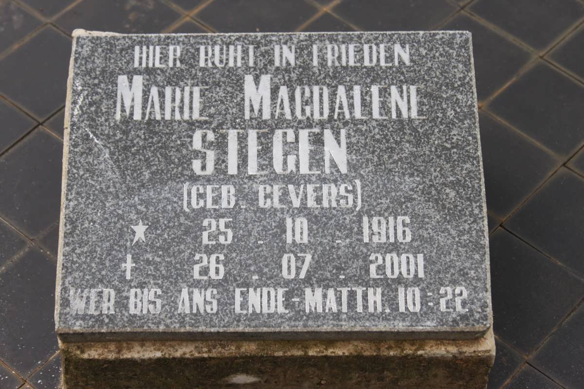 STEGEN Marie Magdalene nee GEVERS 1916-2001